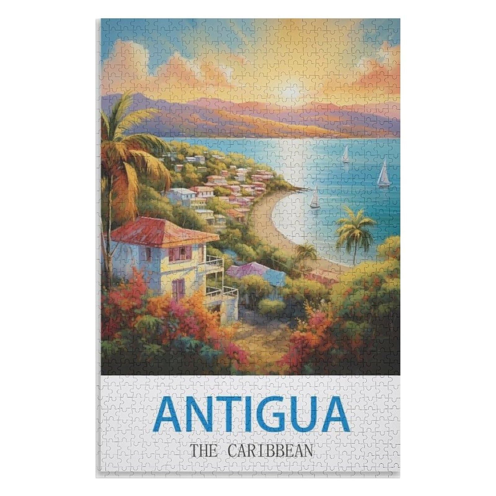 Recreation Suitable for Adults to Reduce Stress，Antigua The Caribbean，Adults 1000 Piece Jigsaw Puzzle- Christmas，38x26，paper puzzle，AA-615