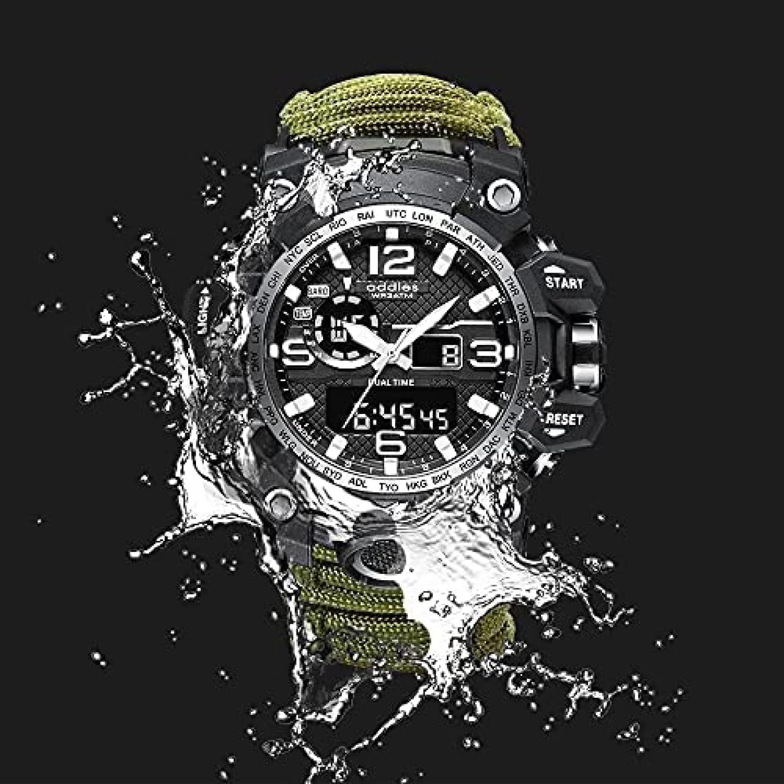 Reloj analógico Militar, Silbato al Aire Libre, brújula Luminosa Impermeable para Hombres, Reloj de Escalada con cordón de Paraguas multifunción, cronómetro por Hora con Pantalla Dual