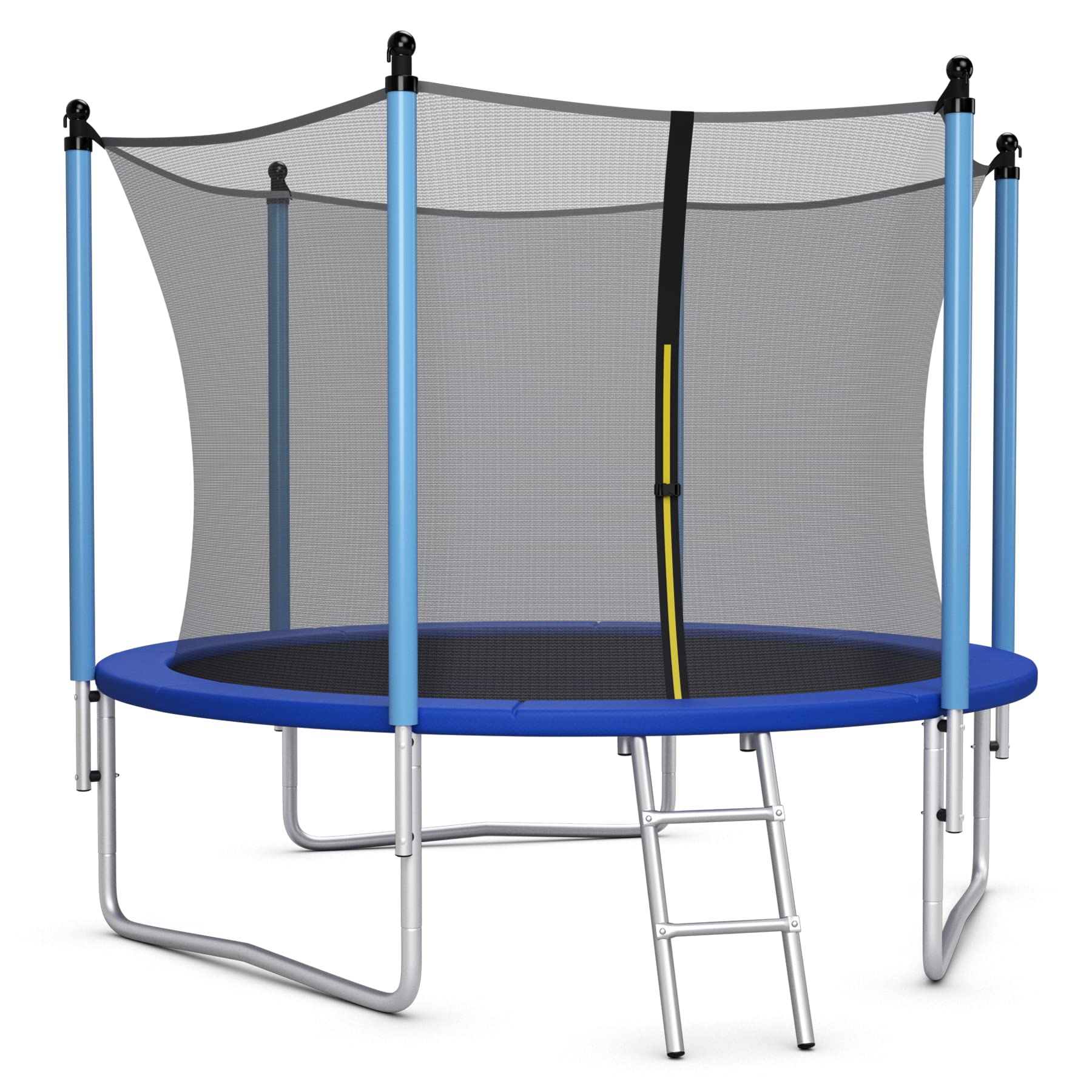 COSTWAY Cama Elástica de Exterior 244/305/366/427 cm, Trampolín con Red de Seguridad, Tubos Galvanizados Antióxido, Escalera, Resistente a la Intemperie, para Niños y Adultos