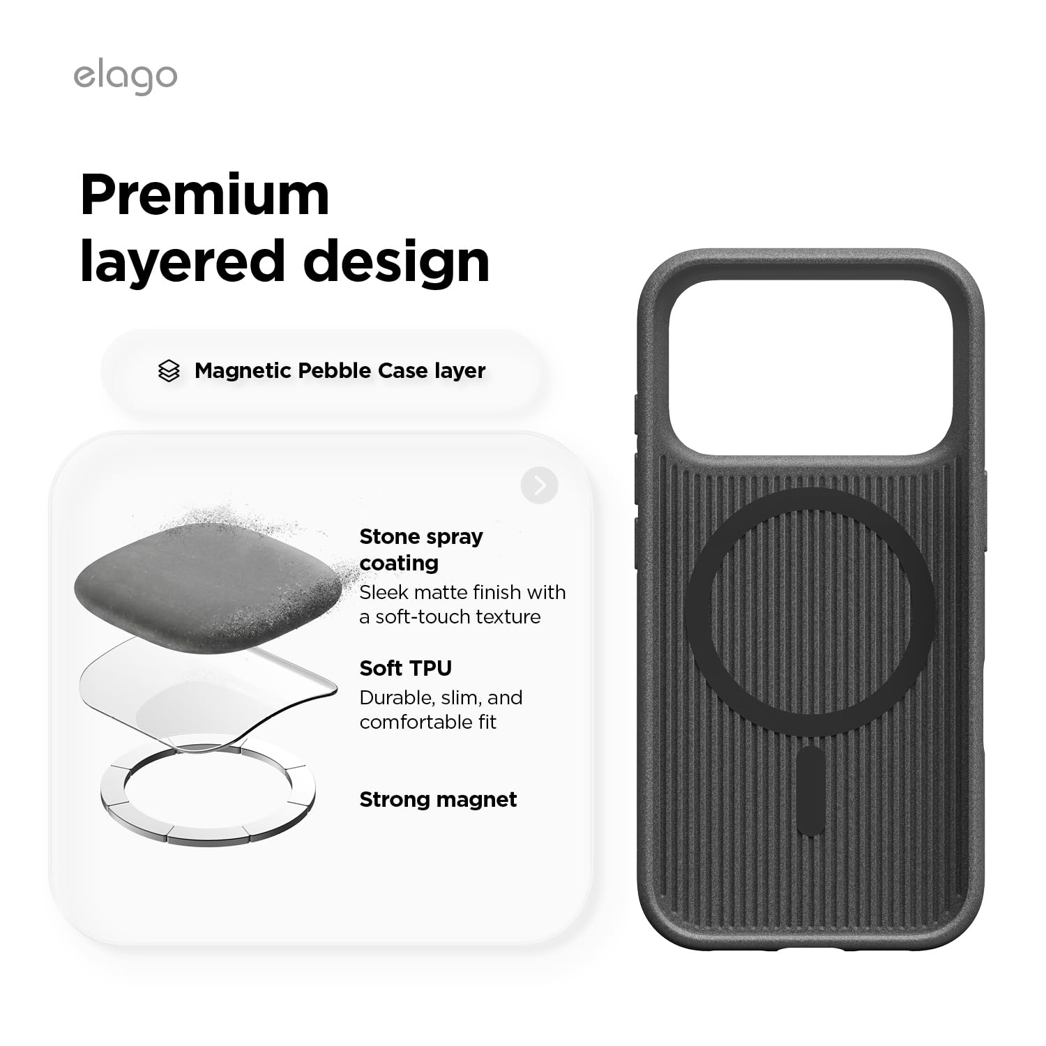 elago Magnetic Pebble Case for iPhone 18 Pro Max & iPhone 17 Pro Max Gray — Amazon image 5
