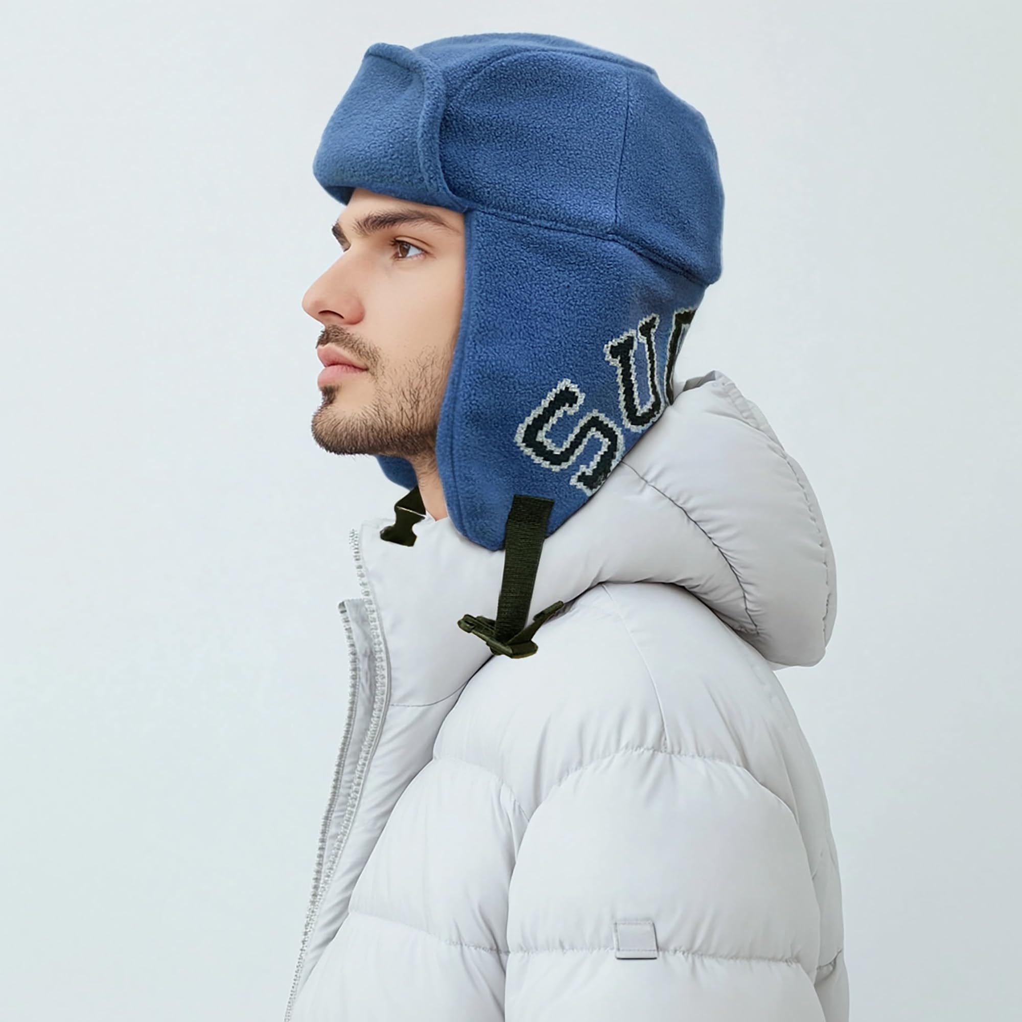 Cappello Invernale, Cappello da Cacciatore in Pile, Cappello Aviatore Caldo, Cappelli Invernali con paraorecchie, Russo(PL2402Blue)