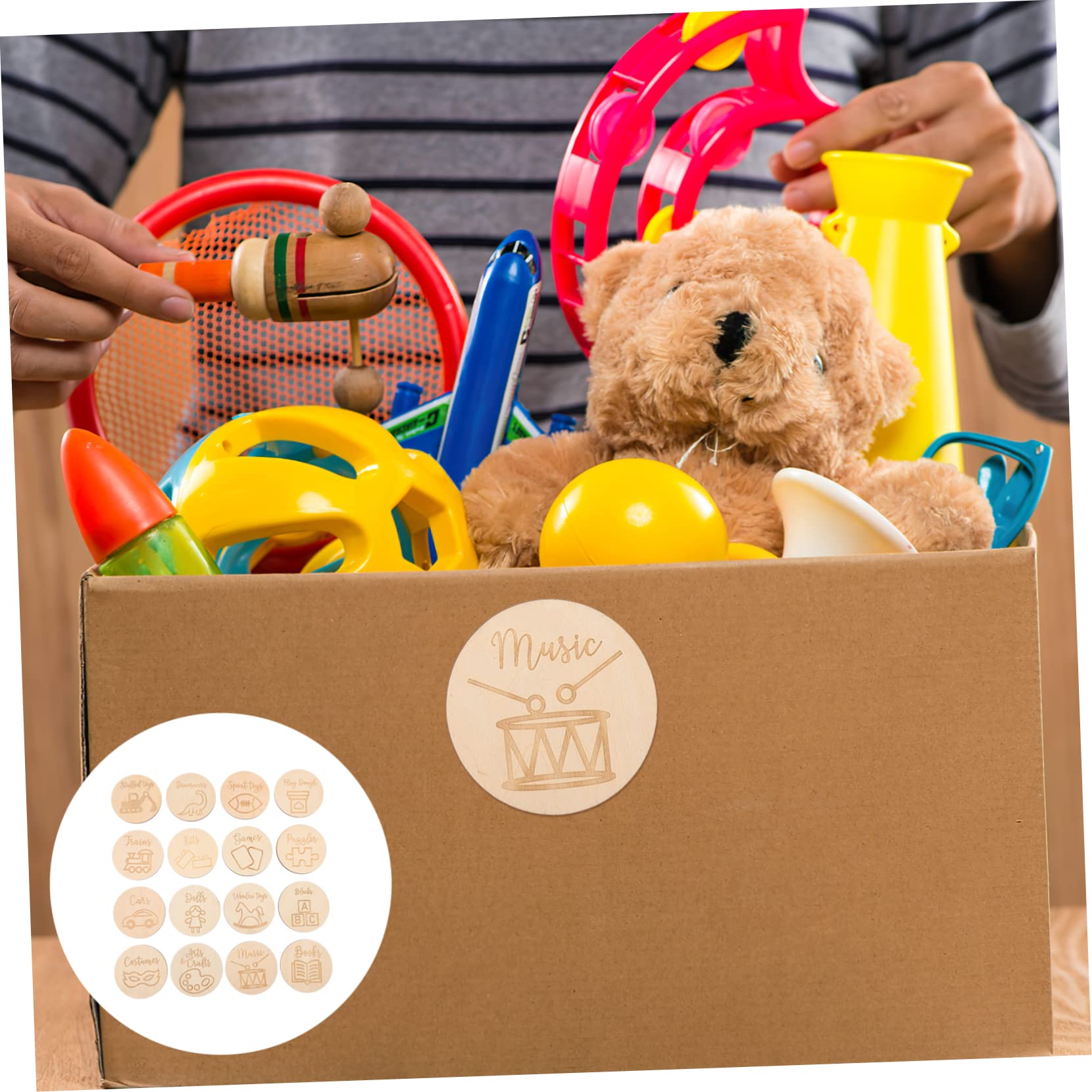 64pièces Étiquettes Rondes Personnalisées Pour Organisation De Jouets Disques Décoratifs Pour Boîtes De Rangement Et Décor De