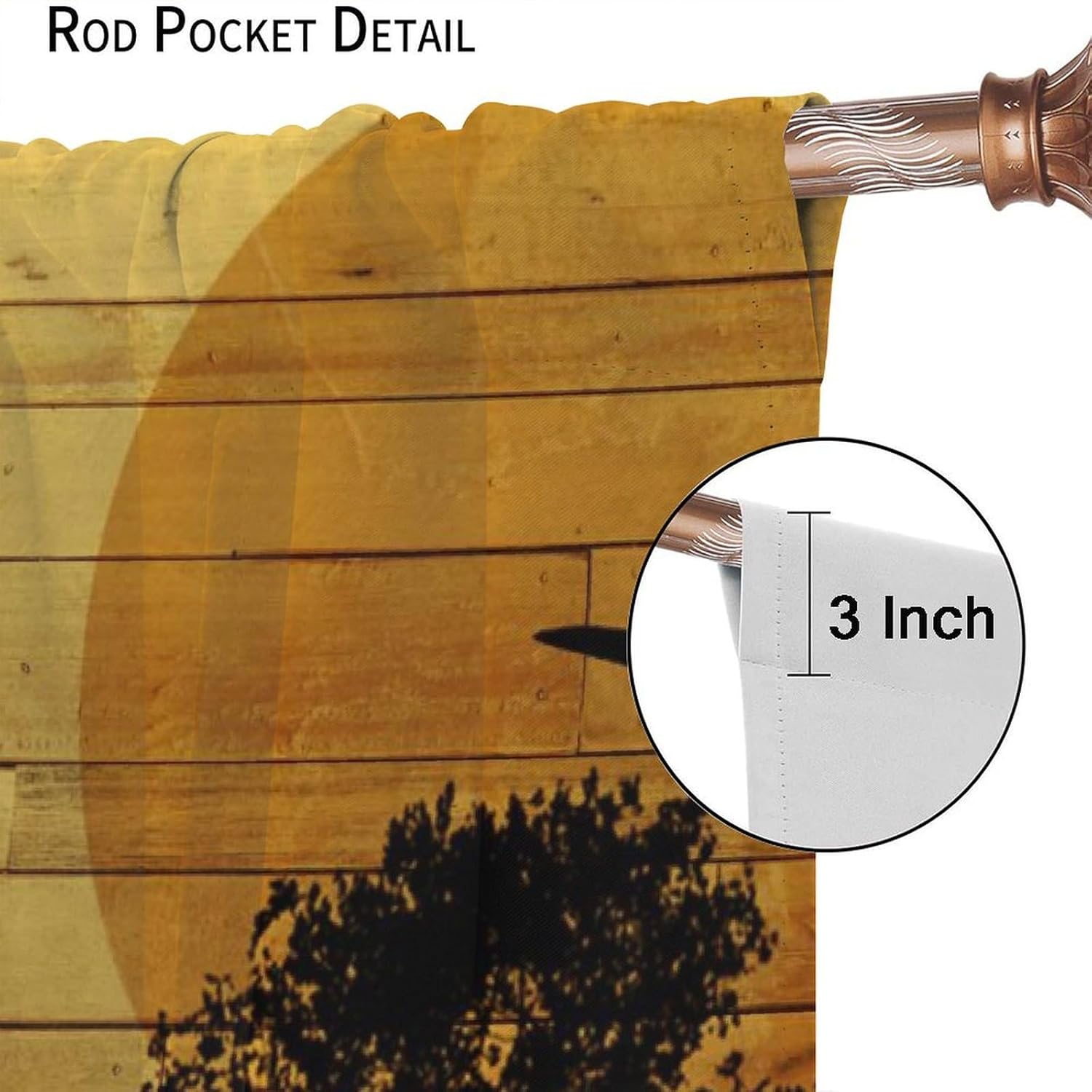 Brebasf Rustic Dinosaur Silhouette Blackout Rod Pocket Curtains,Abstract Old Wooden Board Jungle Animals Dino Prints Thermal Insulation Room Darkening Window Drapes 2 Panels 63" L x 27.5" W