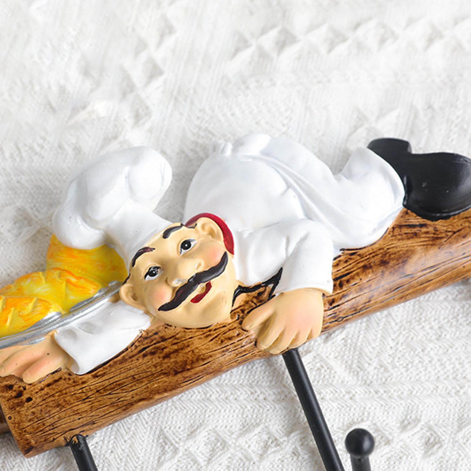 Gancio da parete chef, portachiavi chef, figura di chef francese cartone animato, gancio da parete adesivo, ganci per uso generale, ganci per