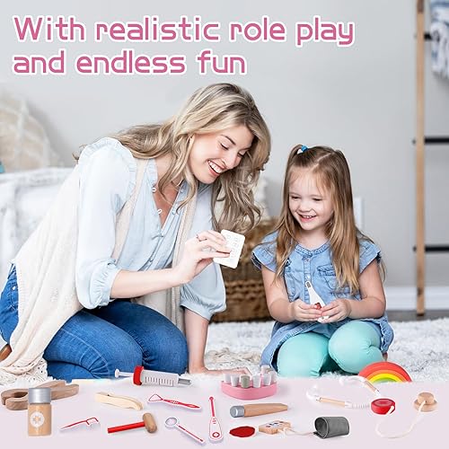 Miniatura 3 de Kit de doctor para niños, juguete de simulación de 18 piezas, juego de doctor para niños pequeños, kit de dentista juego de rol, kit médico para