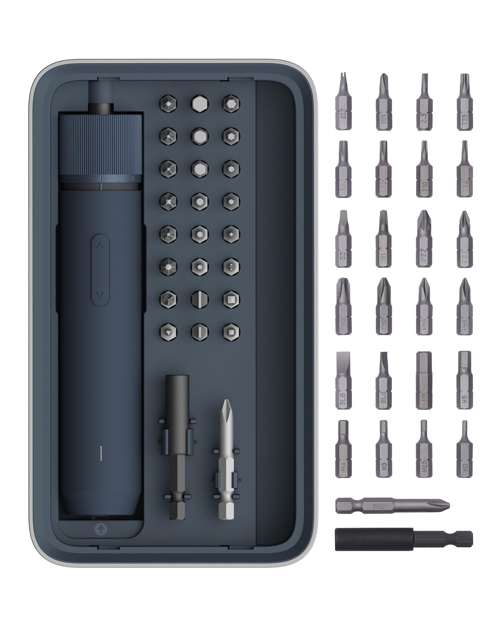 HOTO - Kit de tournevis électrique sans fil magnétique avec 25 embouts | éclairage LED, 3 niveaux de couple (1,5/3/4 N.m), recharge USB-C, pour la réparation de meubles et d'appareils électriques