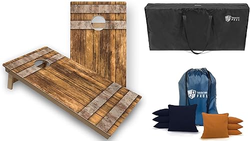 Miniatura 7 de Tailgating Pros Cornhole juego de cornhole de madera de 4 x 2 pies con estuche de transporte y juego de 8 bolsas de frijoles de maíz con bolsa