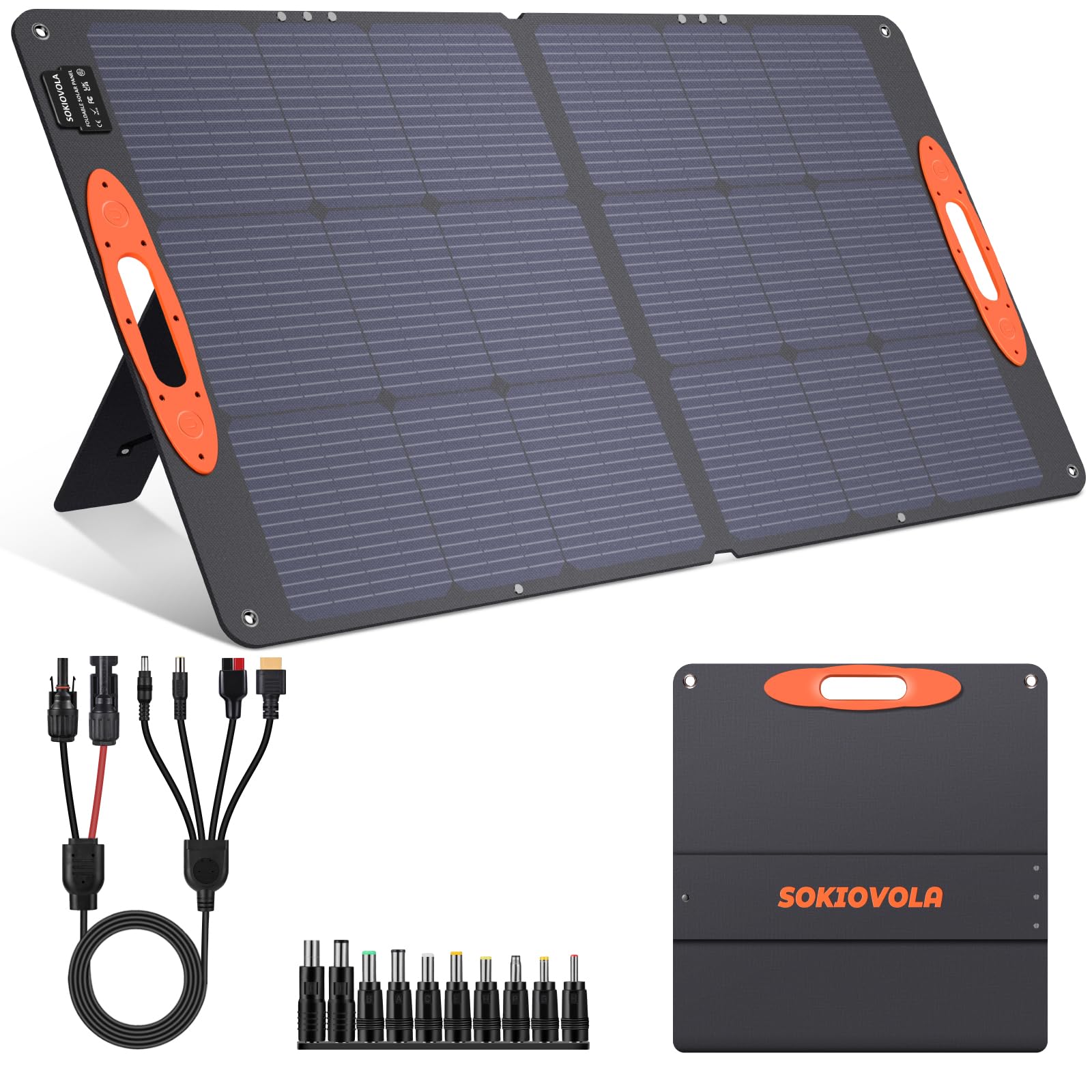 N-Type 16BB 110W Portable Solar Panel for EF/Jackery/Bluetti/Anker Power Station, 25% High Efficiency ETFE Foldable Solar Panel Charger IP68 Waterproof for Outdoor Camping RV