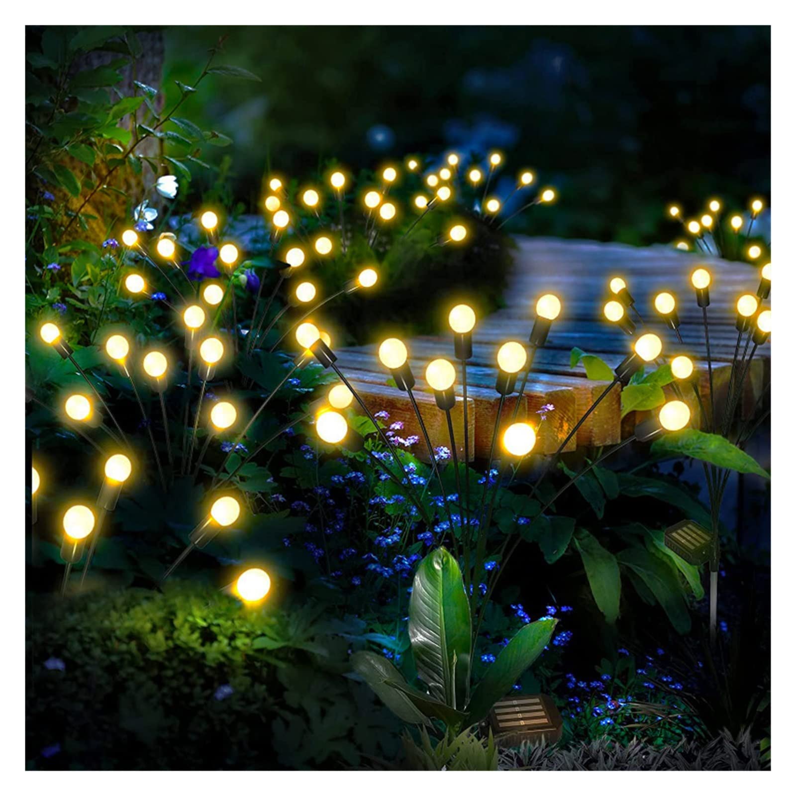 Lampy solarne do ogrodu zewnętrznego Outdoor Solar LED Firefly Lights Pejzaż z ogrodem Ścieżka Kołysząca się lampa Światła ogrodowe Outdoor Solar Pathway Lights Trawnik Patio Na patio, podwórko, ścież