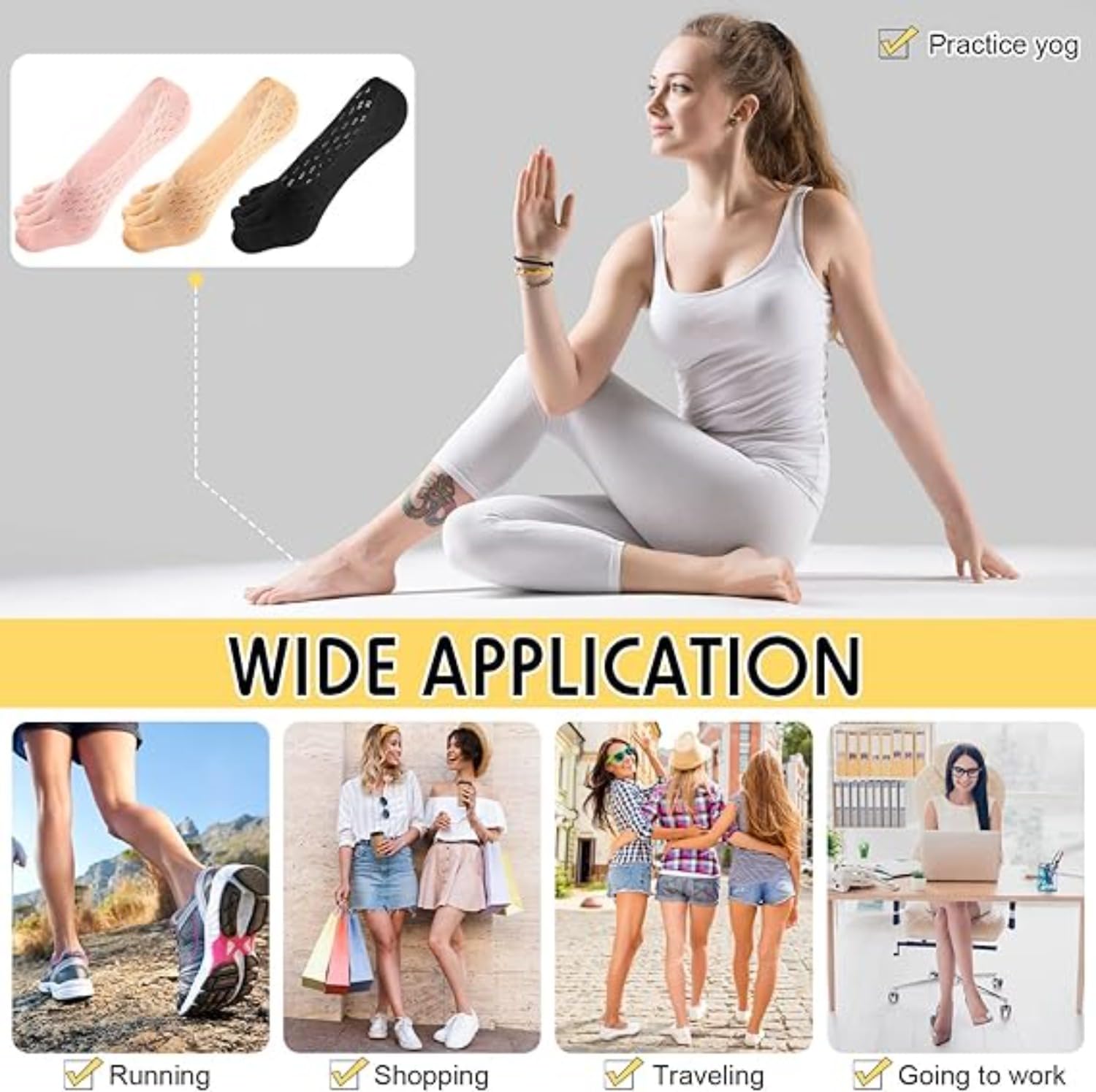 Chaussettes Orthopédiques De Compression | Sameo™,Chaussettes À Orteil Invisibles Femmes,Chaussettes À Cinq Doigts Respirantes, Chaussettes Bateau SéParéEs Pour Dames