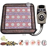 ICEMOB Far Infrared Jade Amethyst Heat Mat,Professional Massage Mats Full Body,Portable Electric Heat Pad,from 18 Real Jade Stones,Temperature Adjustable-17.7X17.7 Inch