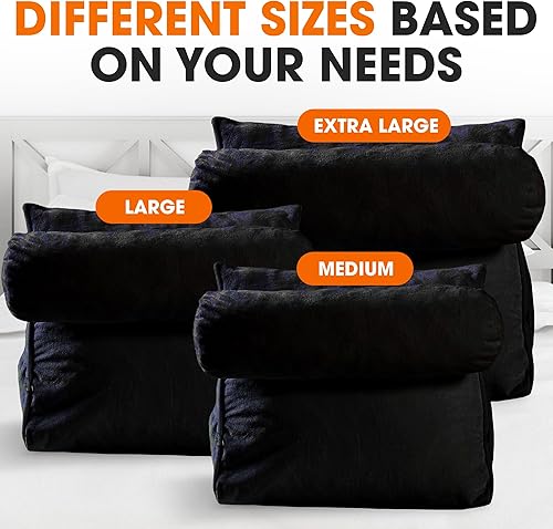 Miniatura 7 de Cheer Collection Almohada de lectura y TV en forma de cuña con almohada ajustable para el cuello, color negro