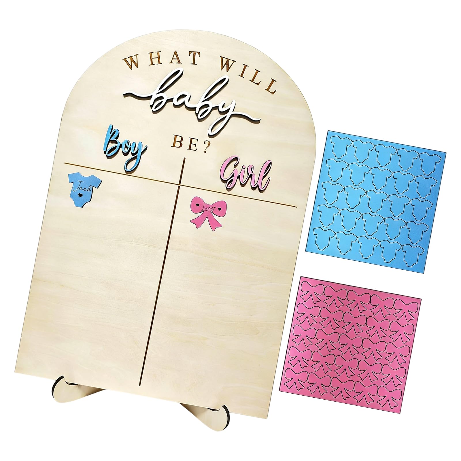 Kaeltsyn Wooden Baby Genders Reveal Decorations Voting Reveals Game Set Boy or Girl Gender Reveals Party Decors Supplies Reveal Guessing Game Set