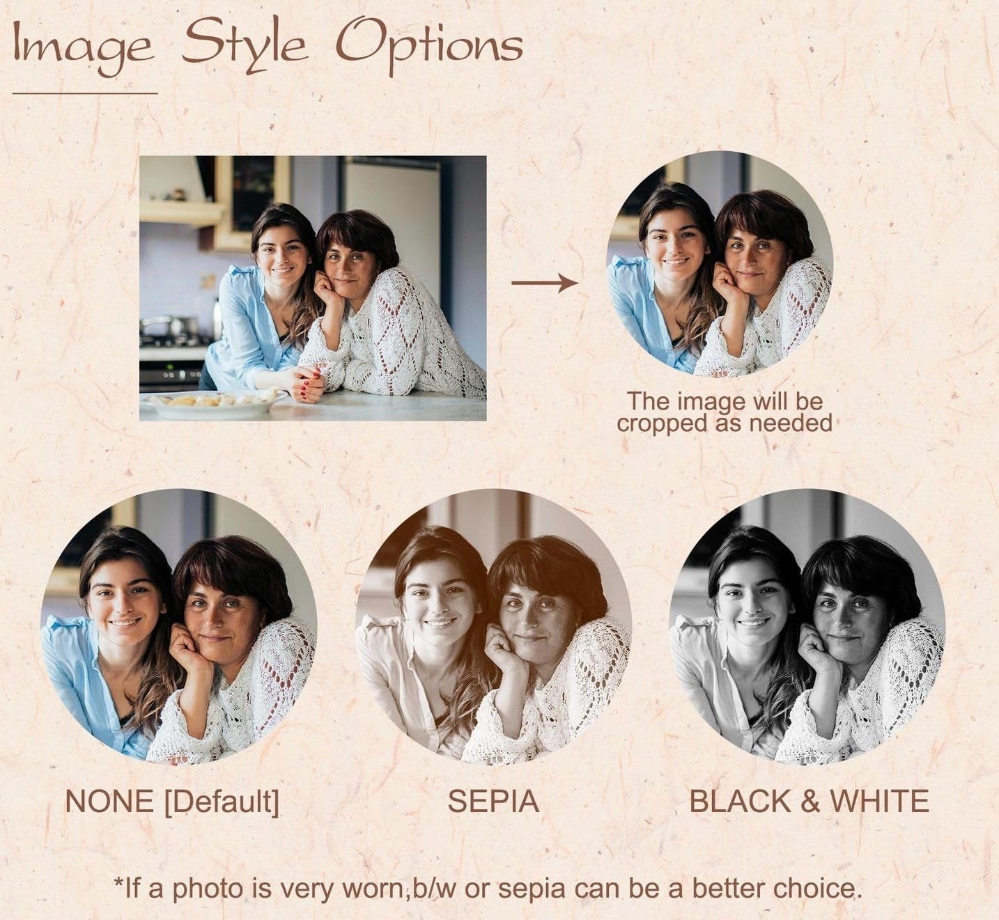 Broche avec photo, motif cœur, style académique