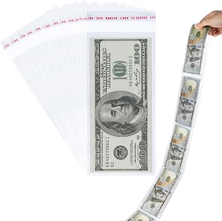 200Pcs Cake Money Box Transparent Bag Clear Paper Money Currency Sleeves Self Sealing Cellophane Money Bags