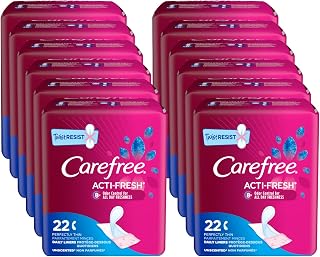 Acti-Fresh Panty Liners, Thin to Go, Unscented, 22 Count (Pack of 12)
