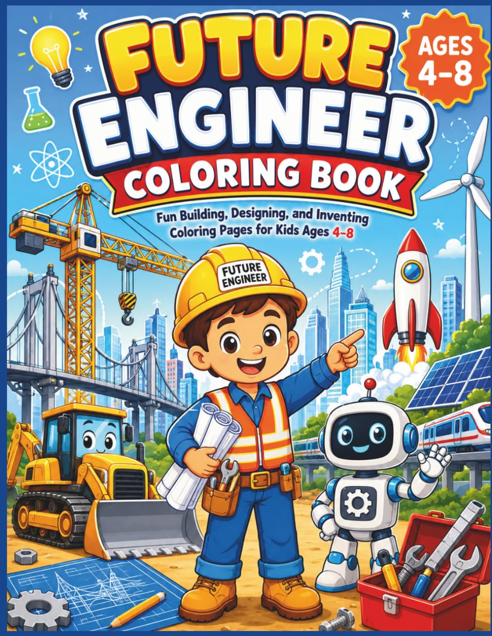 Future Engineer Coloring Book: Fun Building, Designing, and Inventing Coloring Pages for Kids Ages 4–8 (Future Careers Coloring Book Series)