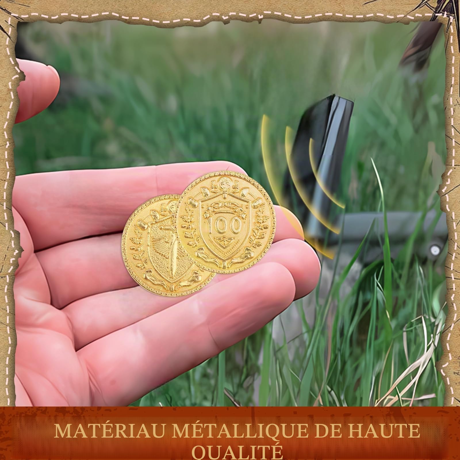 Byhoo Lot de 50 pièces DND métal 1,2" Or argenté et cuivre Pièces fantaisie pirate Valeur faciale jeu société RPG