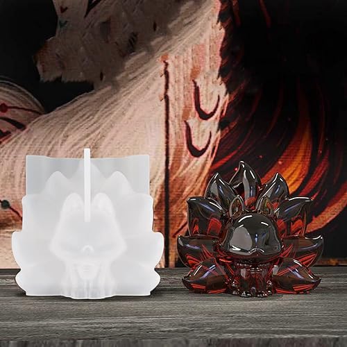 Miniatura 5 de Moldes de animales 3D para resina epoxi, molde de resina de silicona de zorro de nueve colas 3D para fundición epoxi, arcilla polimérica,