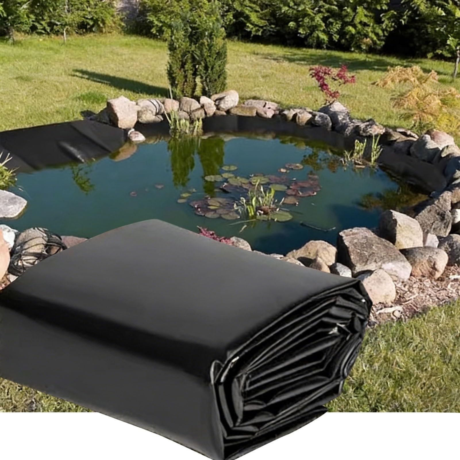 Pond Liner Pliable HDPE Material Ponds Skins，Garden Membrane Flexible Film For Koi Streams Fountains Fish Pool(6.5x13.1ft 2x4m)