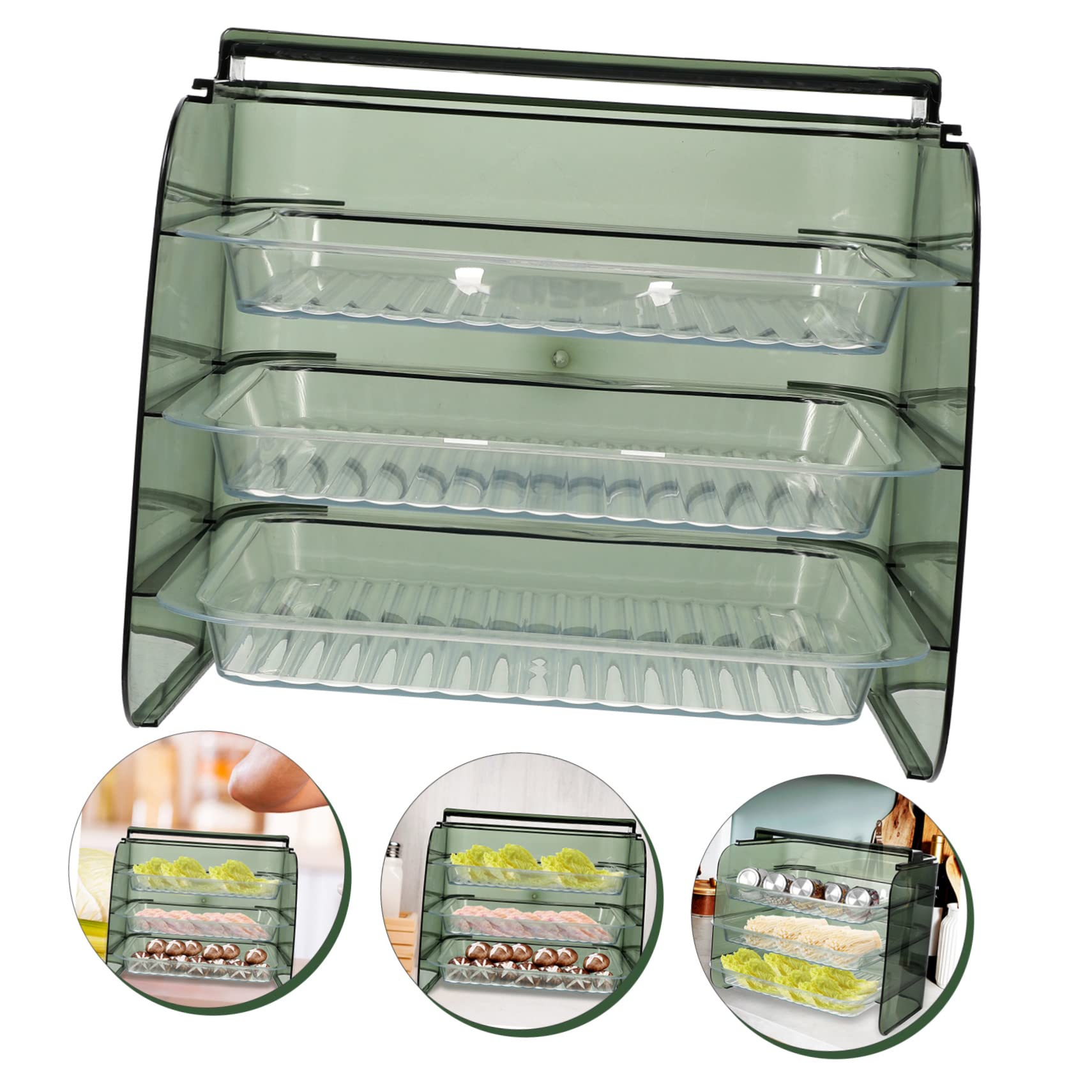 Estante de Almacenamiento de Alimentos de Cocina Transparente Verde, Triple Capa, Resistente al Calor, Rejilla para Preparar Ollas Calientes, Adecuado para Cocina y Organización
