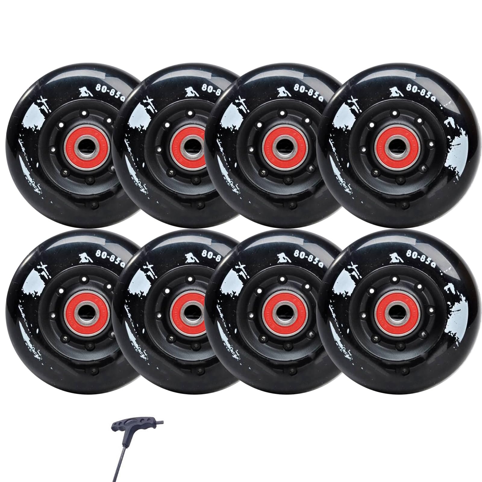 Generico Rotelle per Pattini in Linea Interni/Esterni Ruote per Pattini in Linea 72mm 76mm 80mm Ruote di Ricambio per Pattini in Linea con Cuscinetti Installati per Interni Ed Esterni (Nero 76mm)