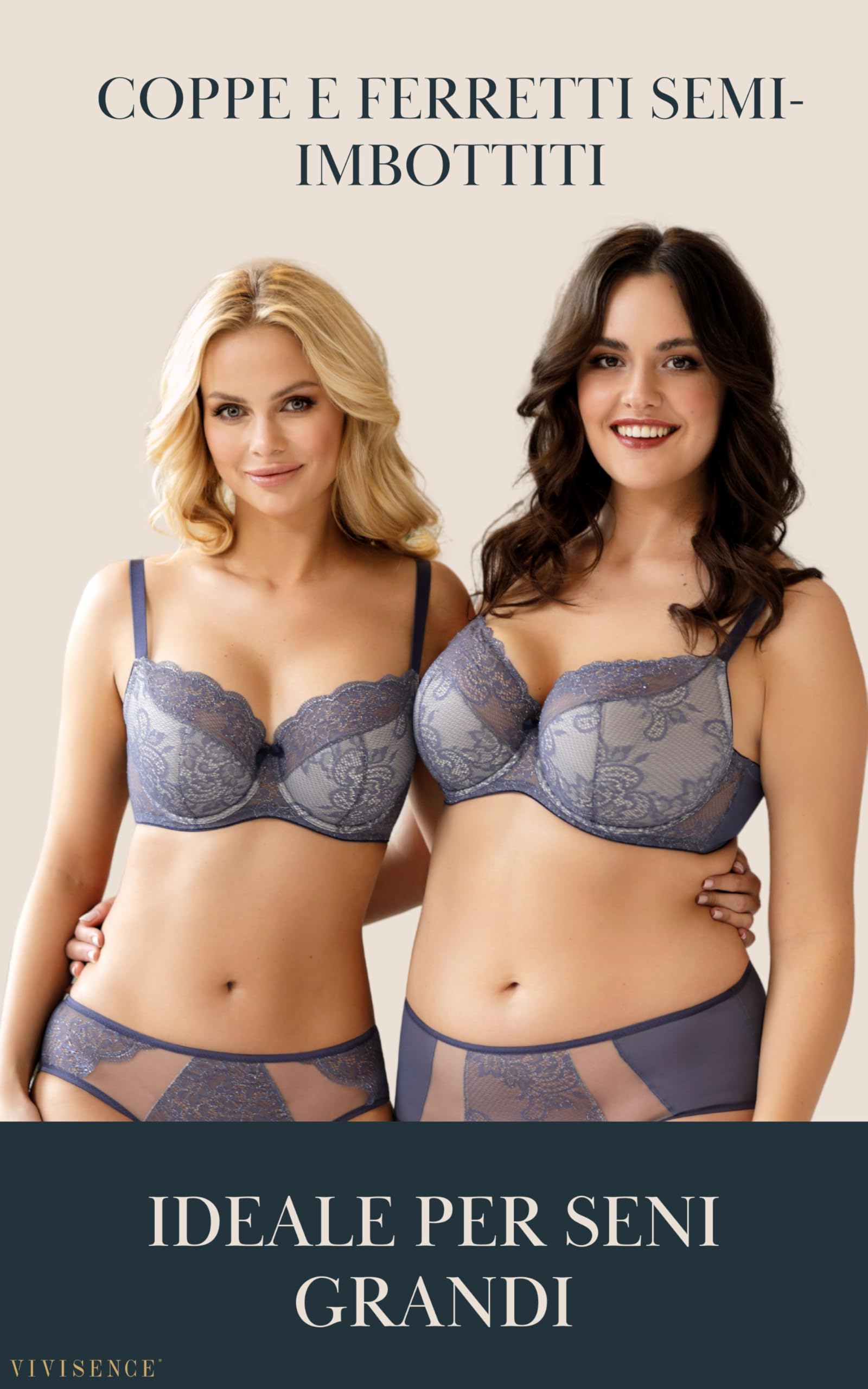Vivisence Reggiseno Semi Imbottito in Pizzo Floreale 1045