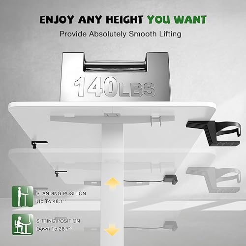 Miniatura 4 de Furmax Escritorio eléctrico de pie con monitor y estación de trabajo para laptop, escritorio de pie ajustable de 55 x 24 pulgadas, estación de