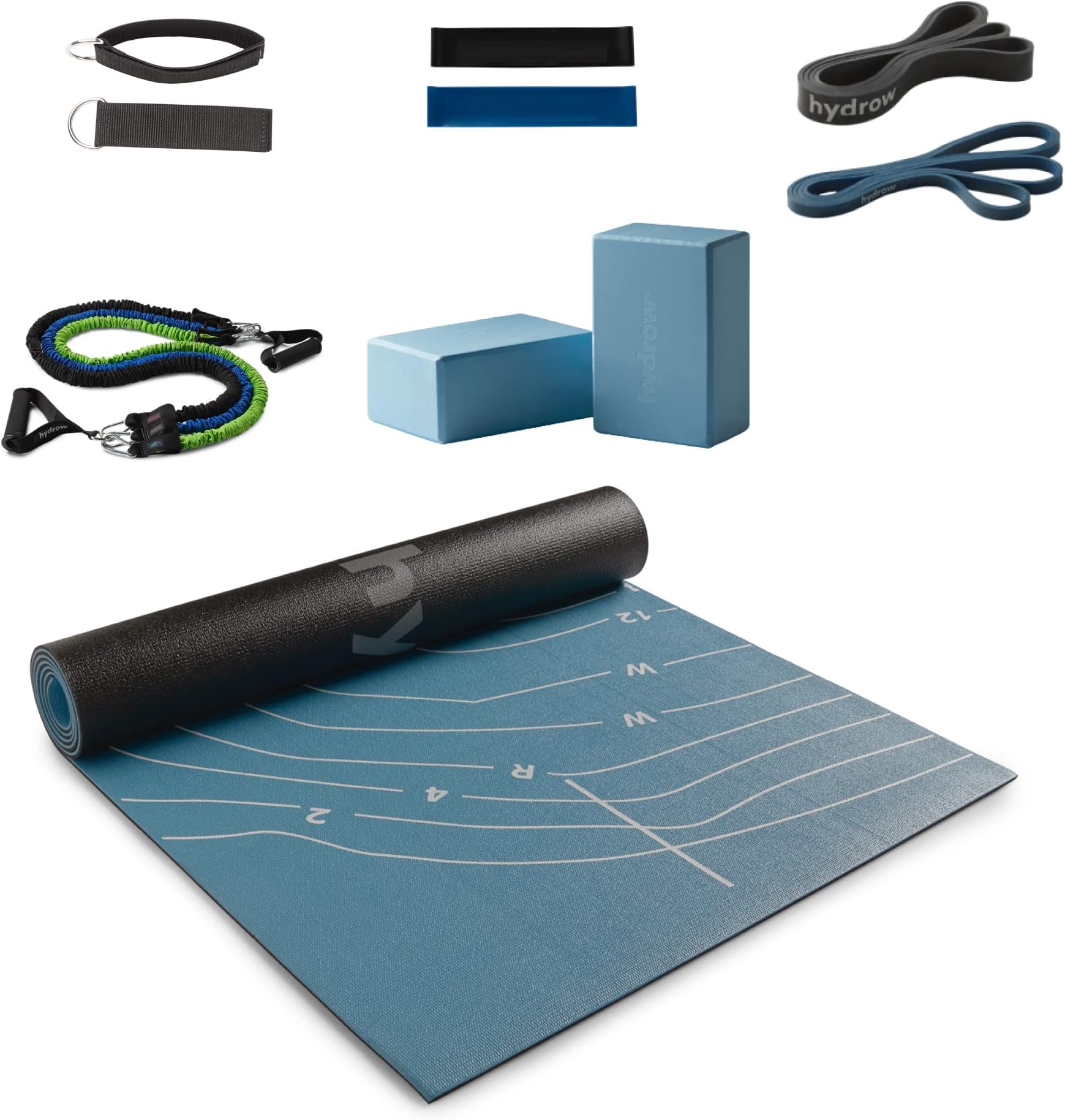 HydrowOn The Mat Workout Kit - Includes Workout Mat, Yoga Blocks and Resistance Bands - Exercise Equipment for Yoga, Pilates, and Strength and Conditioning Workouts