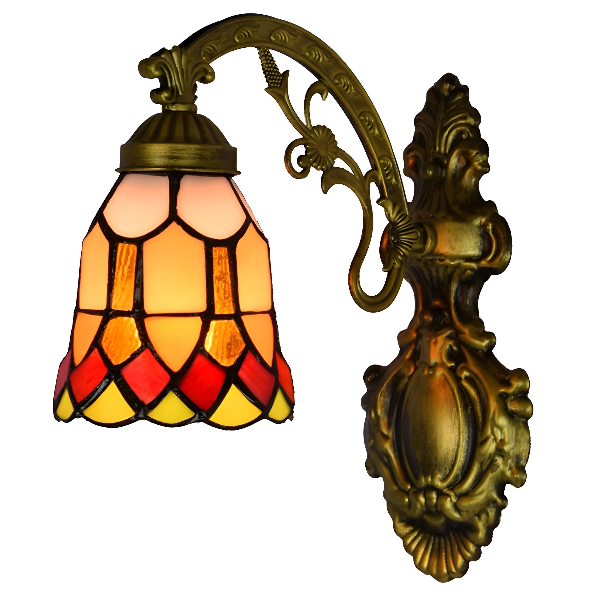 FYZDLAOR Vintage TiffanyStyle Wall Sconces with Stained Glass Shade,Wall Mounted Lighting Fixtures for Living Room Staircase Bedroom