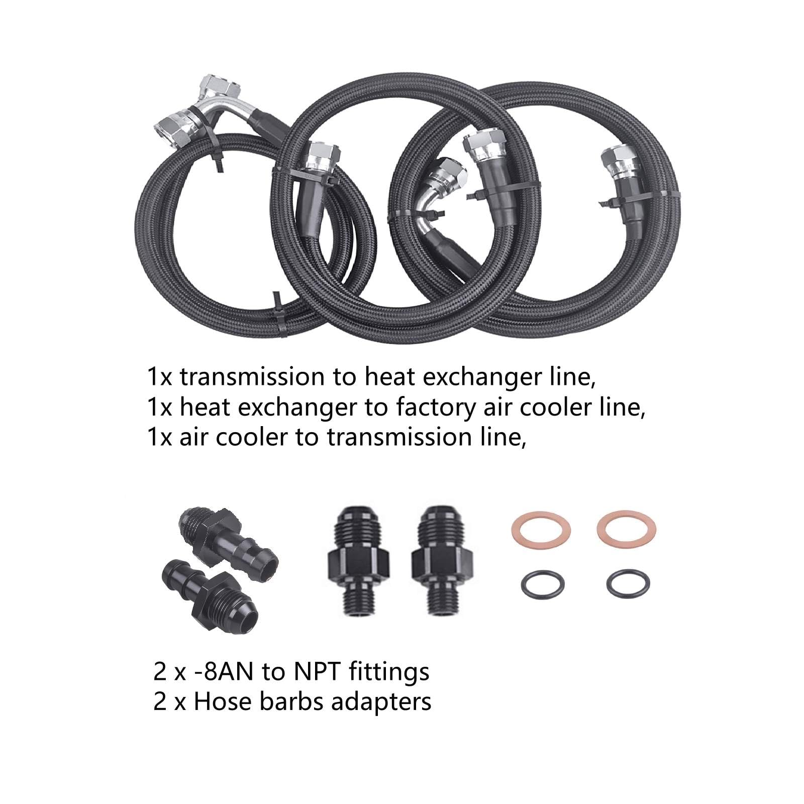 Saitedudu Transmission Cooler Lines Kit Heavy Duty Hose Compatible With 2003 2004 2005 2006 2007 Dodge Ram Cummins 2500/3500 48RE Transmission Cooler Hose Kit Lines Fitting Kit
