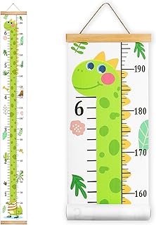 Mibote Baby Growth Height Chart Handing Ruler Wall Decor for Kids, Canvas Removable Height Growth Chart 79" x 7.9" (Dinosaur)