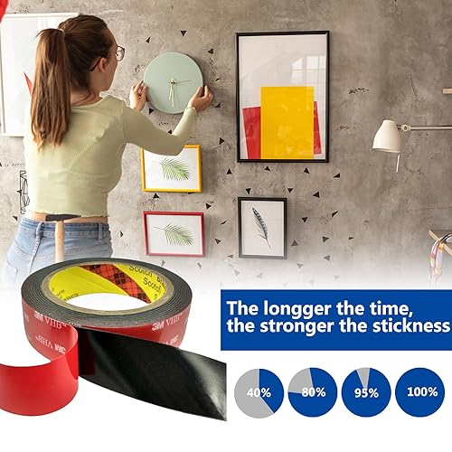 Miniatura 4 de Cinta de doble cara, cinta de montaje resistente, cinta adhesiva de espuma de 15.6 pies x 14 pulgadas fabricada con 3M VHB para decoración