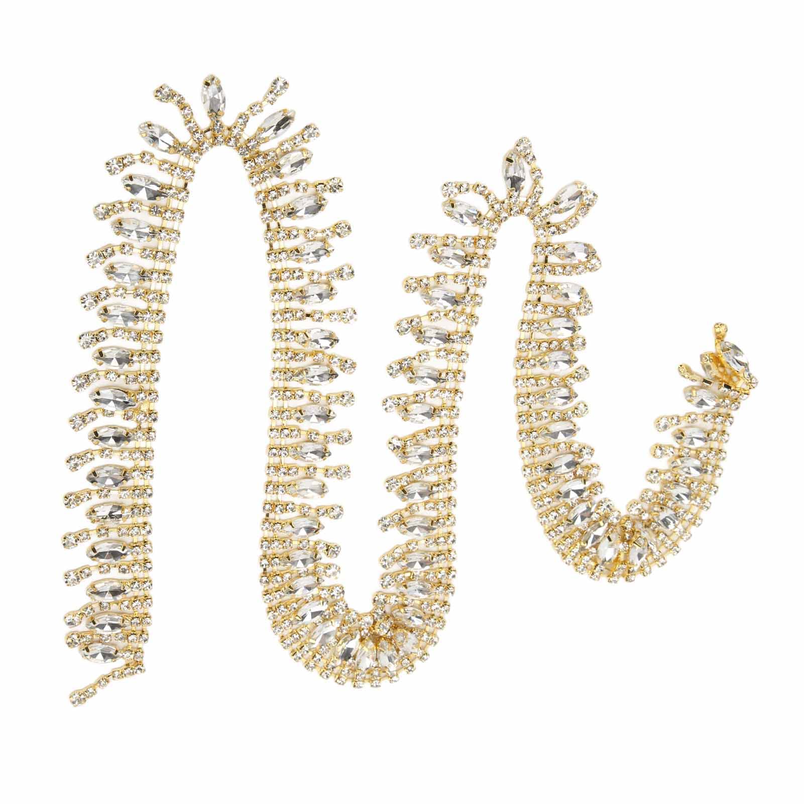 Jenngaoo Nappa Strass Trim, 1 Yard Catena con Nappa di Strass con Frange Luccicanti Decorazione Frangia Strass Nastro per Scarpe, Borsa, Decorazione di Nozze