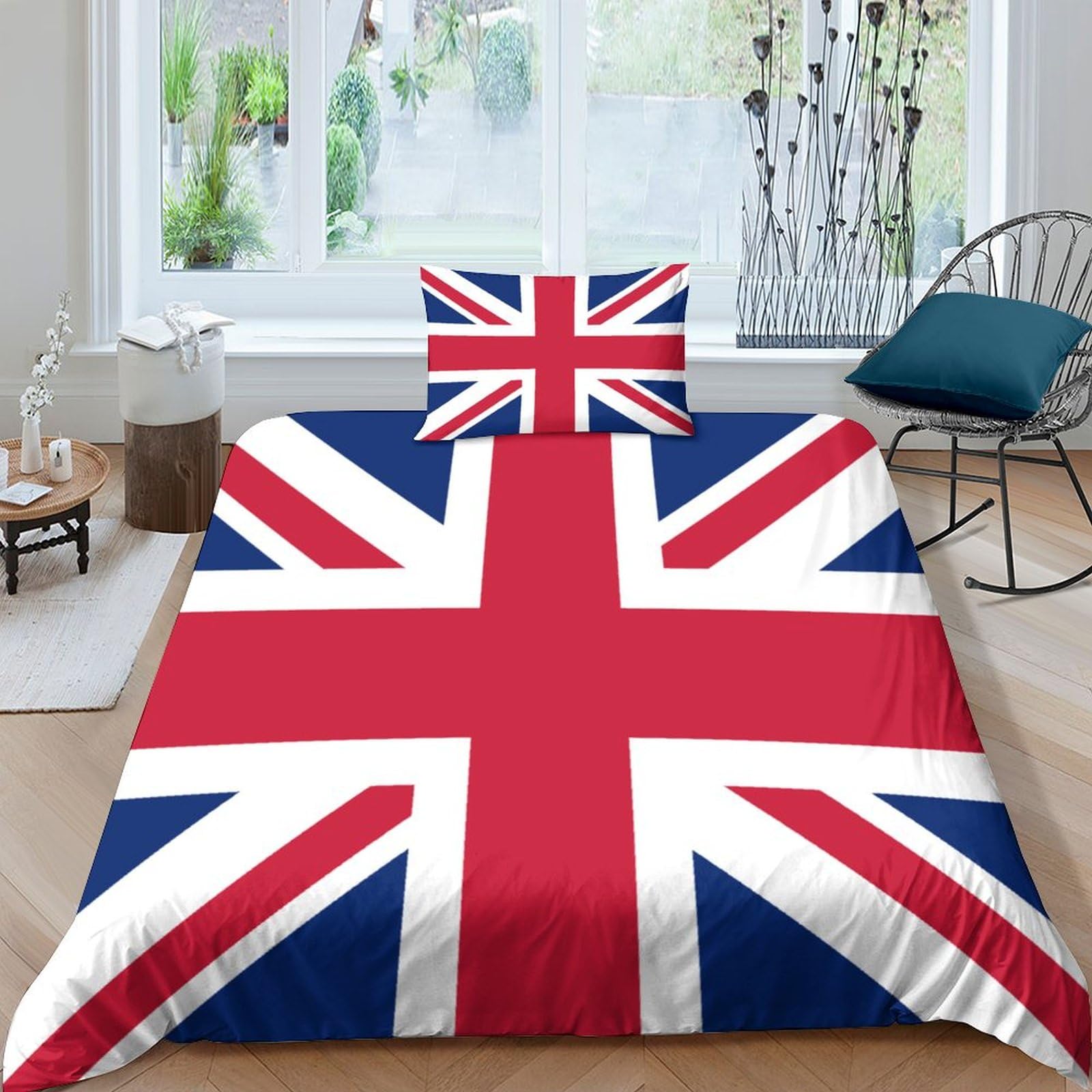 AAHARYA British Flag 3D Duvet Cover Set,National Flag Bedding Set with Zipper Closure, Soft Microfiber Quilt Covers for Home Decor Single（135x200cm）