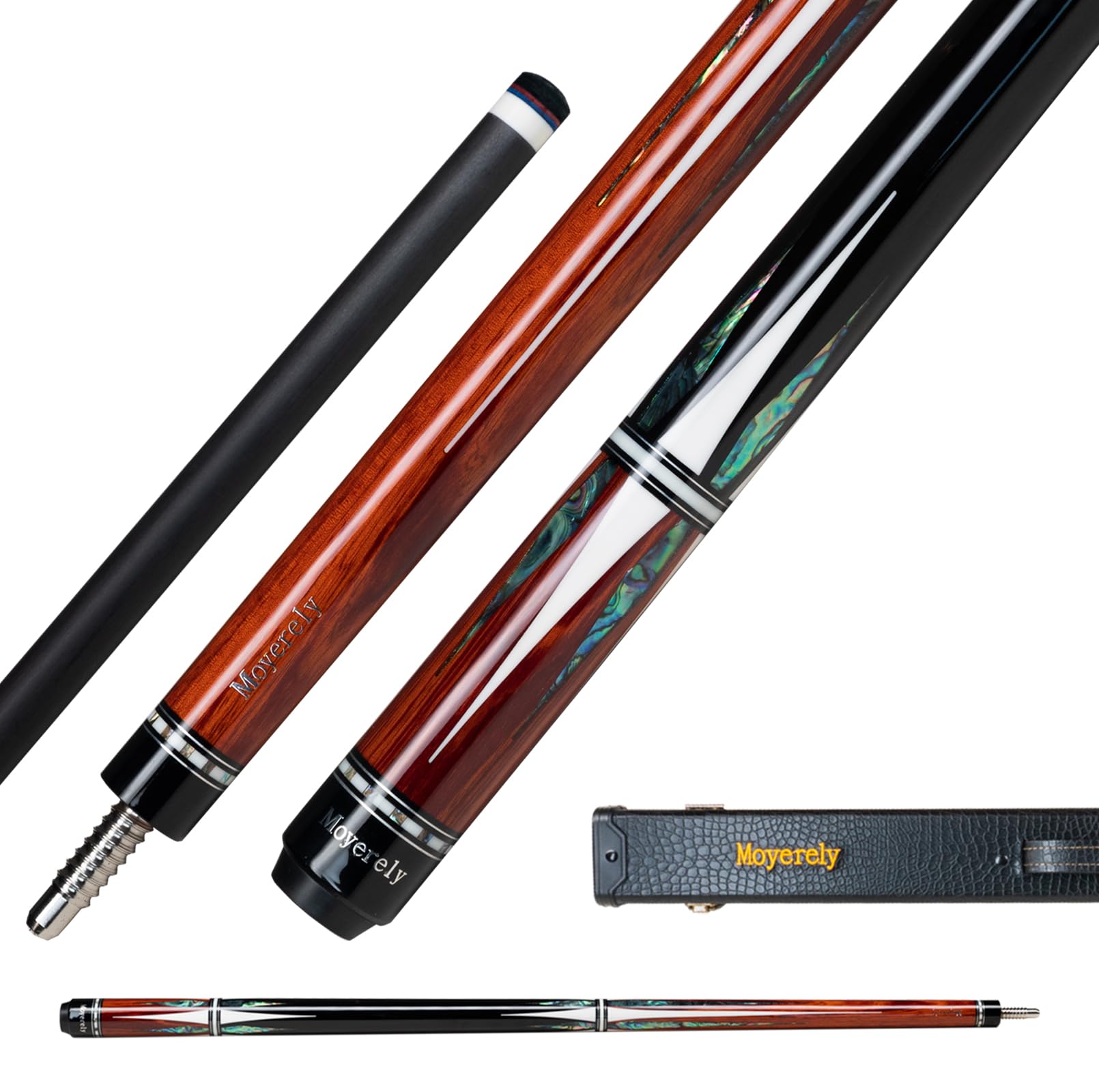 Moyerely Carbon Fiber Pool Cue,11.8mm/12.5mm Low Deflection Cue Stick,Professional Pool Stick with Case(X4,12.5mm)