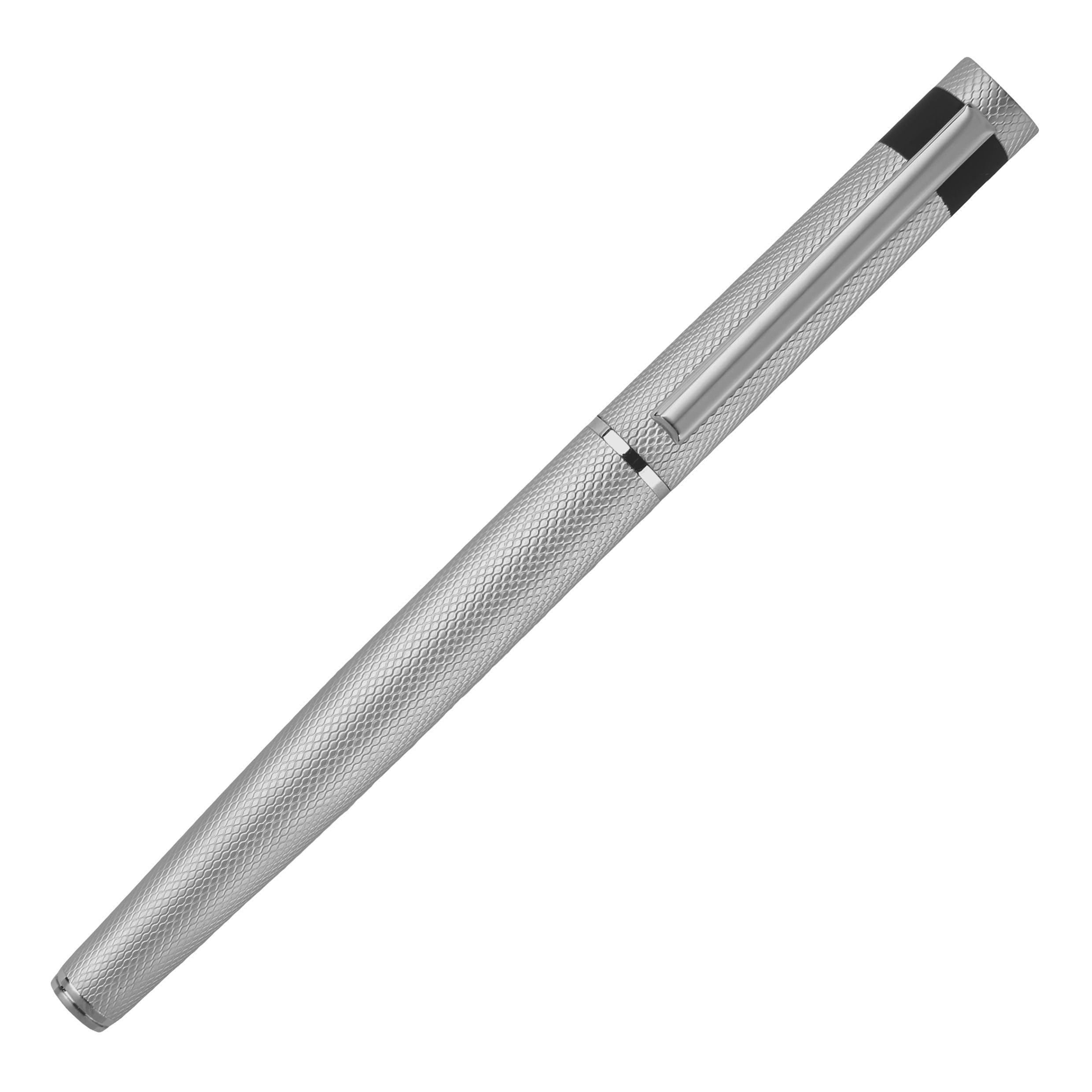 Hugo Boss Loop Diamond Füllfederhalter aus Messing in der Farbe Chrome, Länge: 14,7cm, Federstärke: M, HSW3672B