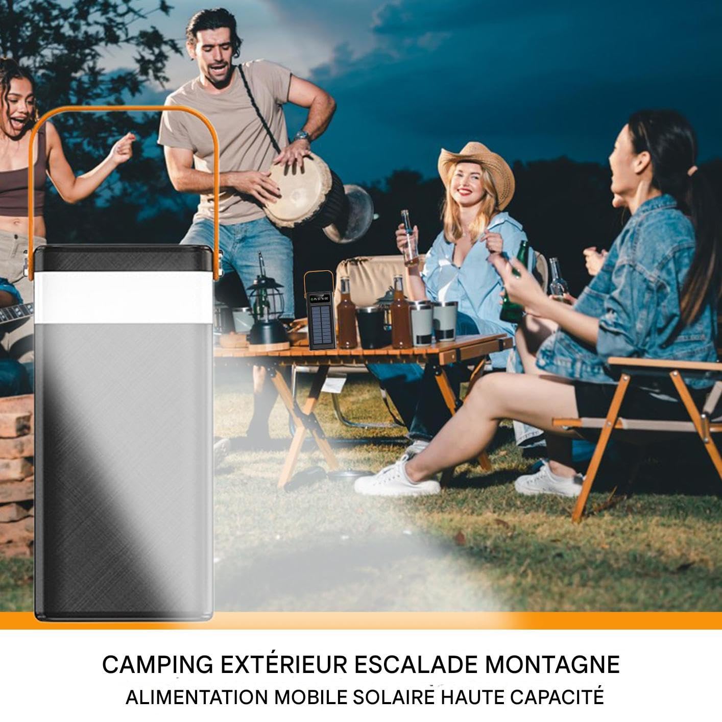 Charger Solaire Banque De Batterie Solaire PC Batterie Externe Équipement De Survie De 50000mAh avec Lumière Paquet De Batterie Externe 120 W avec Câbles Intégrés pour Road Trip