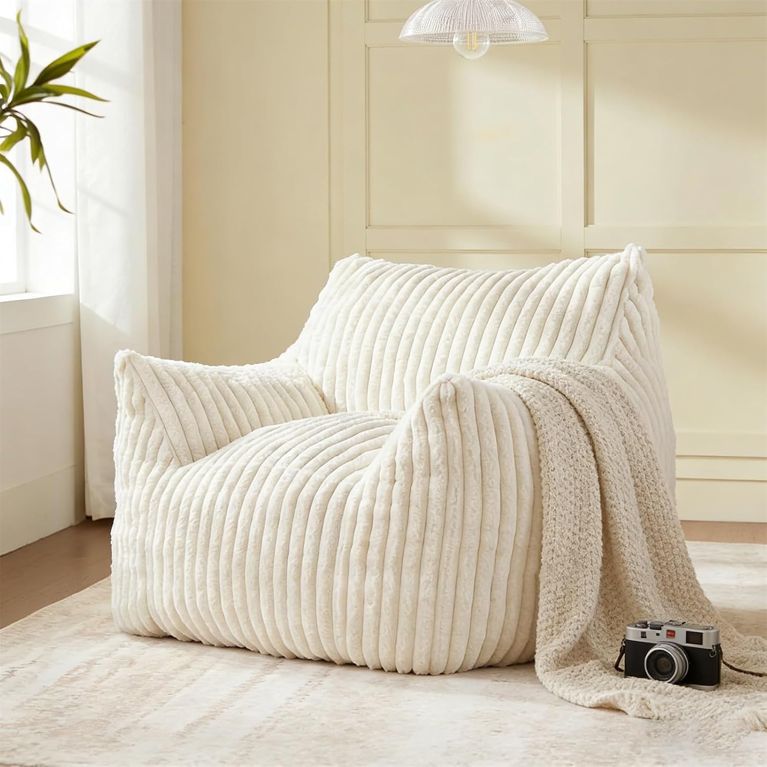 Cozy Bean Bag Sofa Chair, Soft Bean Bag with Filling, Beanbag Chair for Bedroom Living Room, Bean Bag Chairs for Kids & Teens(No Foot Pedal)