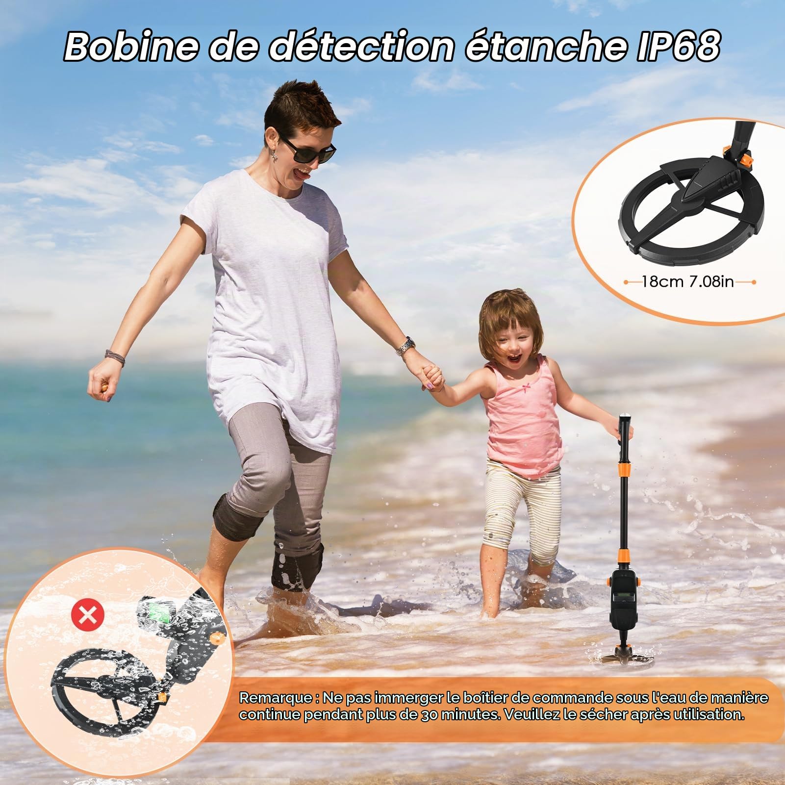 Sunowl Detecteur Metaux Enfant, Detecteur de Metaux Enfant avec écran LCD et Sonore, Détecteurs de Métaux pour Enfants Haute Sensibilité avec Bobine de Recherche étanche