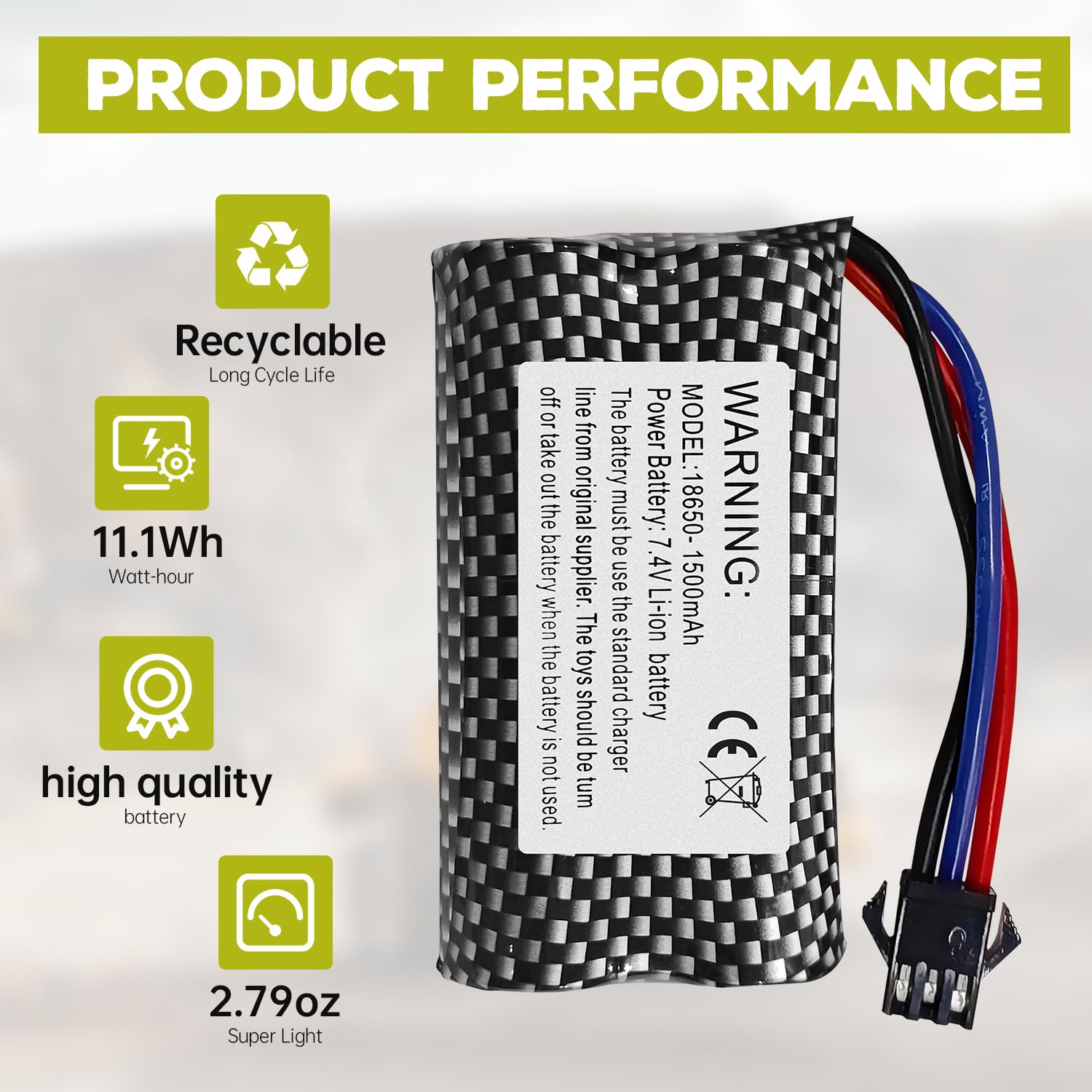 2PCS 7.4V 1500mAh SM-3P Plug Batterie & câble de Charge USB pour DE43 DE60 RC Racing RC Car Battery 1575 Dump Truck Construction Vehicle Toy Car