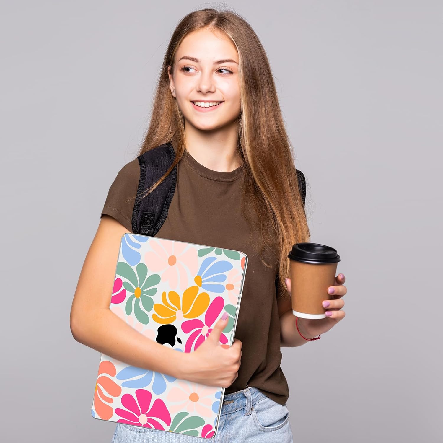 MecBevia Compatible with MacBook Air 13.3 inch Case 2021-2018 Release A2337 M1 A2179 A1932 Touch ID, Plastic Hard Shell&Keyboard Cover&Screen Protector&Webcam Cover&Type-C Adapter, ColorfulFlowers - Image 7