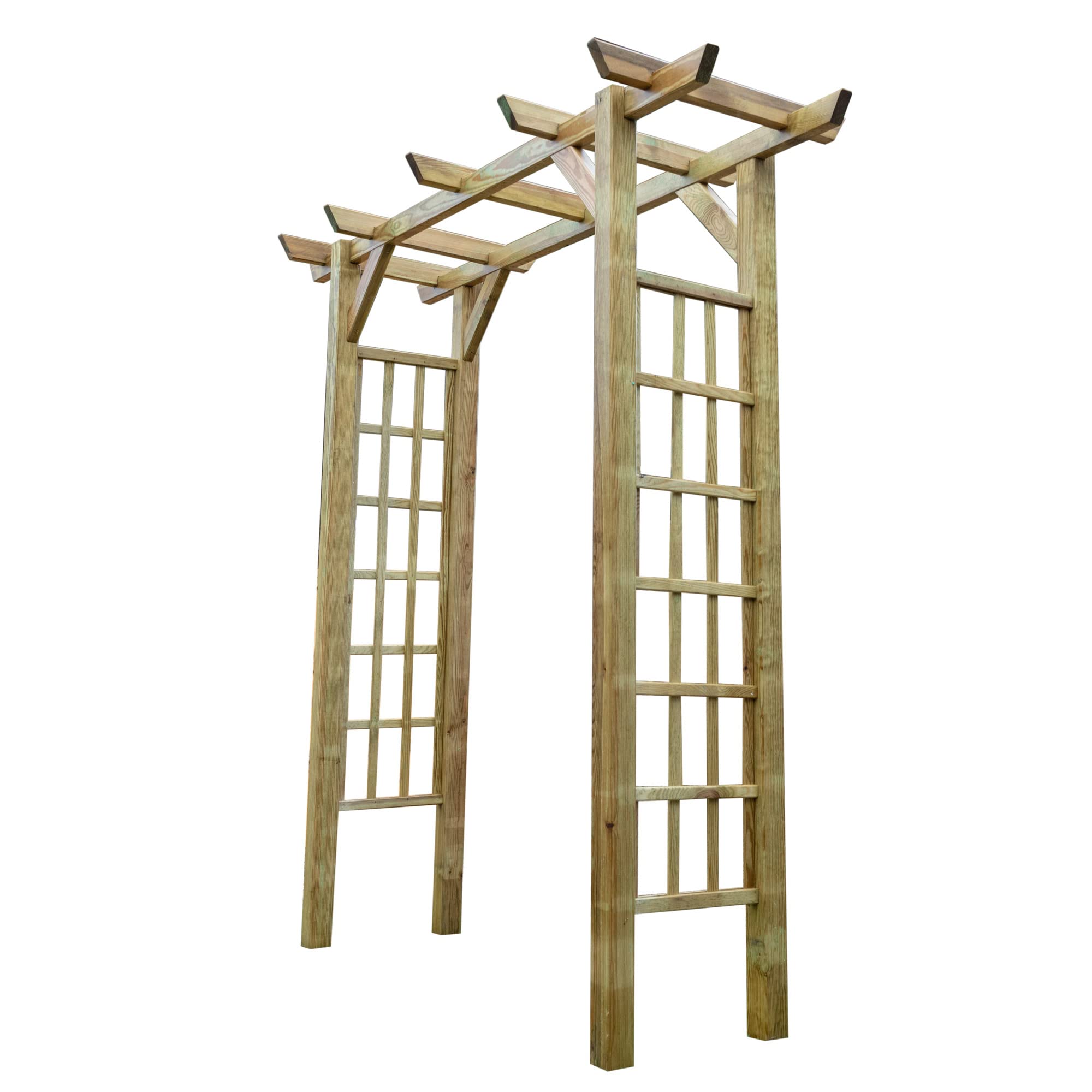 WALTONS Flat Top Arch | Pressure Treated | Wooden Garden Arch | Trellis Sides | 15 Year Anti Rot Guarantee | Garden Walkway