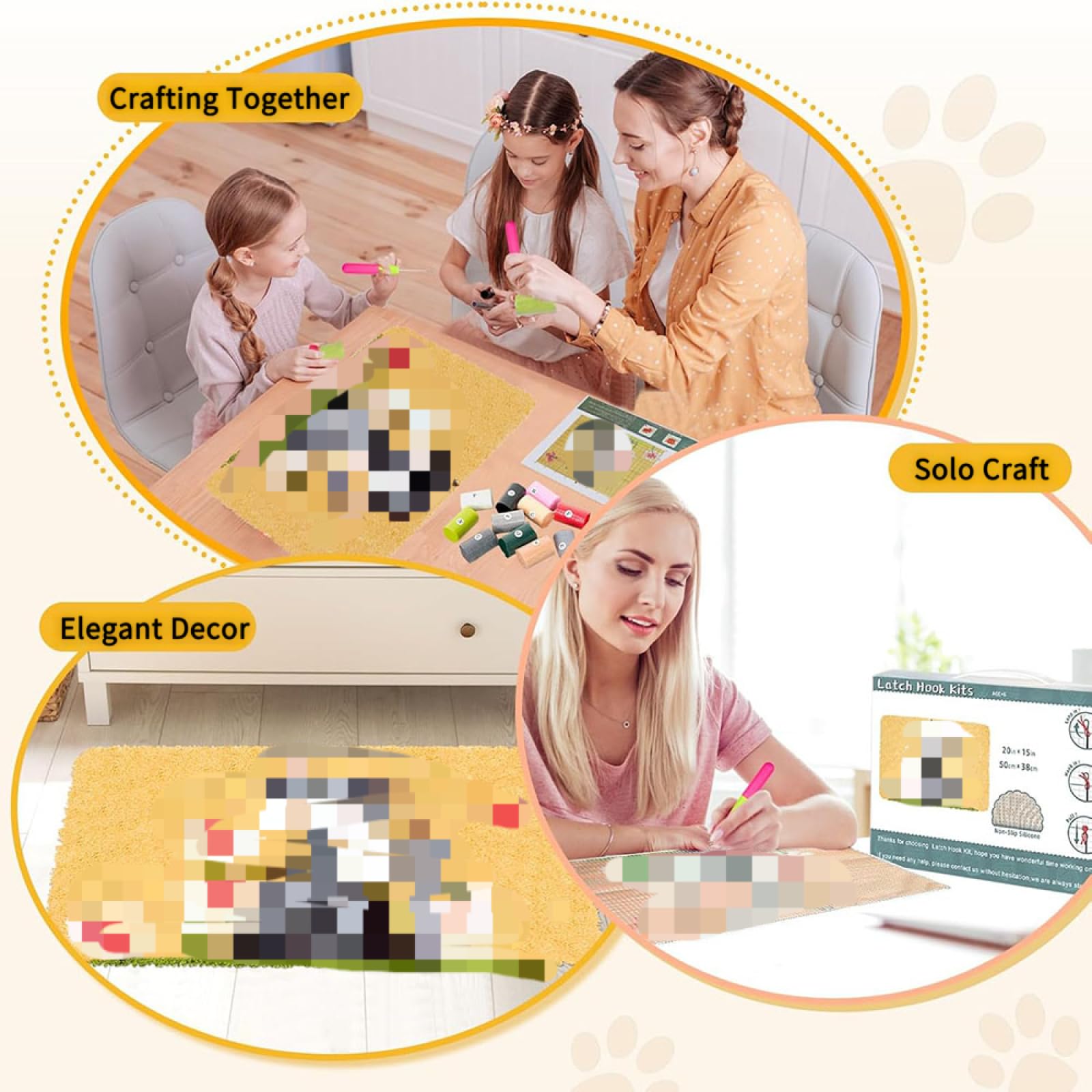 Wallphantom Knüpfkissen DIY Riegel Haken Kits,Pirol,DIY Wandteppich Teppich Herstellung für Kinder Erwachsene Anfänger Wohnkultur,80x115cm