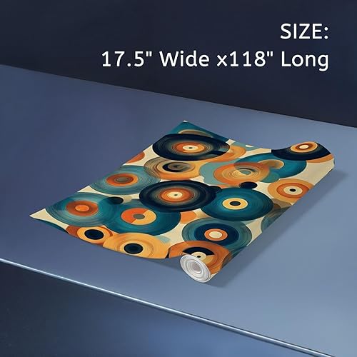 Miniatura 7 de Peel and Stick Wallpaper Countertop Contact Paper Abstract Retro Vinyl Records Warm Tones Circular Design Self Adhesive Wallpaper for Cabinets