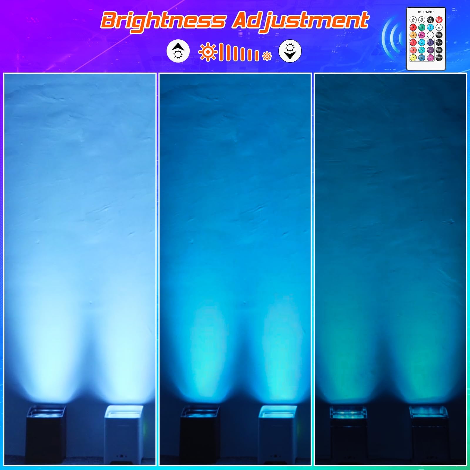 108W Akku LED Par Scheinwerfer, 8800 mAh Wiederaufladbar RGBWA+UV Bühnenlicht Strahler Uplight mit Fernbedienung/DMX/APP (iOS und Android) für DJ Party Bar Weihnachten Hochzeit