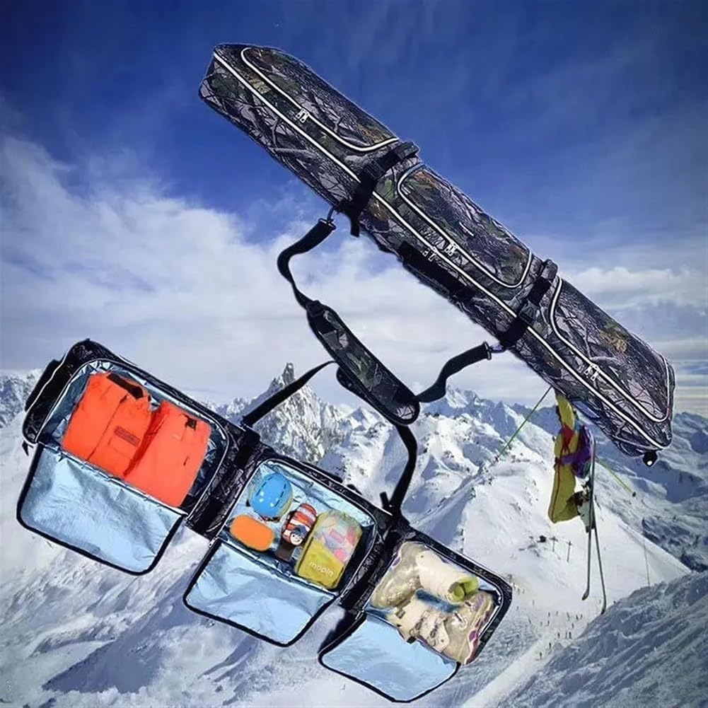 KK-GAL Large Ski Backpack, Multi Ski/Snowboard Carrying Backpack, Double Layer Storage Ski Equipment Organizer, Ski Gear Bag & Snowboard Boot Bag, Snowboard Backpack for Skiing Accessories,166cm