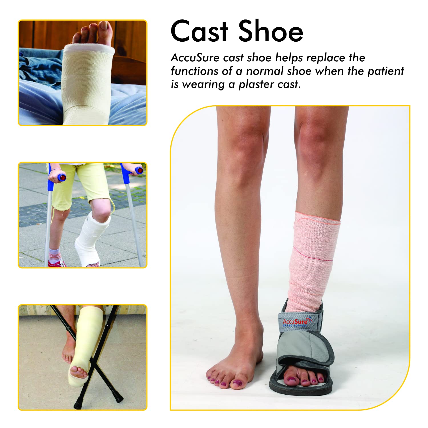 AccuSure Adjustable & Lightweight Cast Shoe Support Covering Cast/Plaster on Foot For Men & Women-XL 3