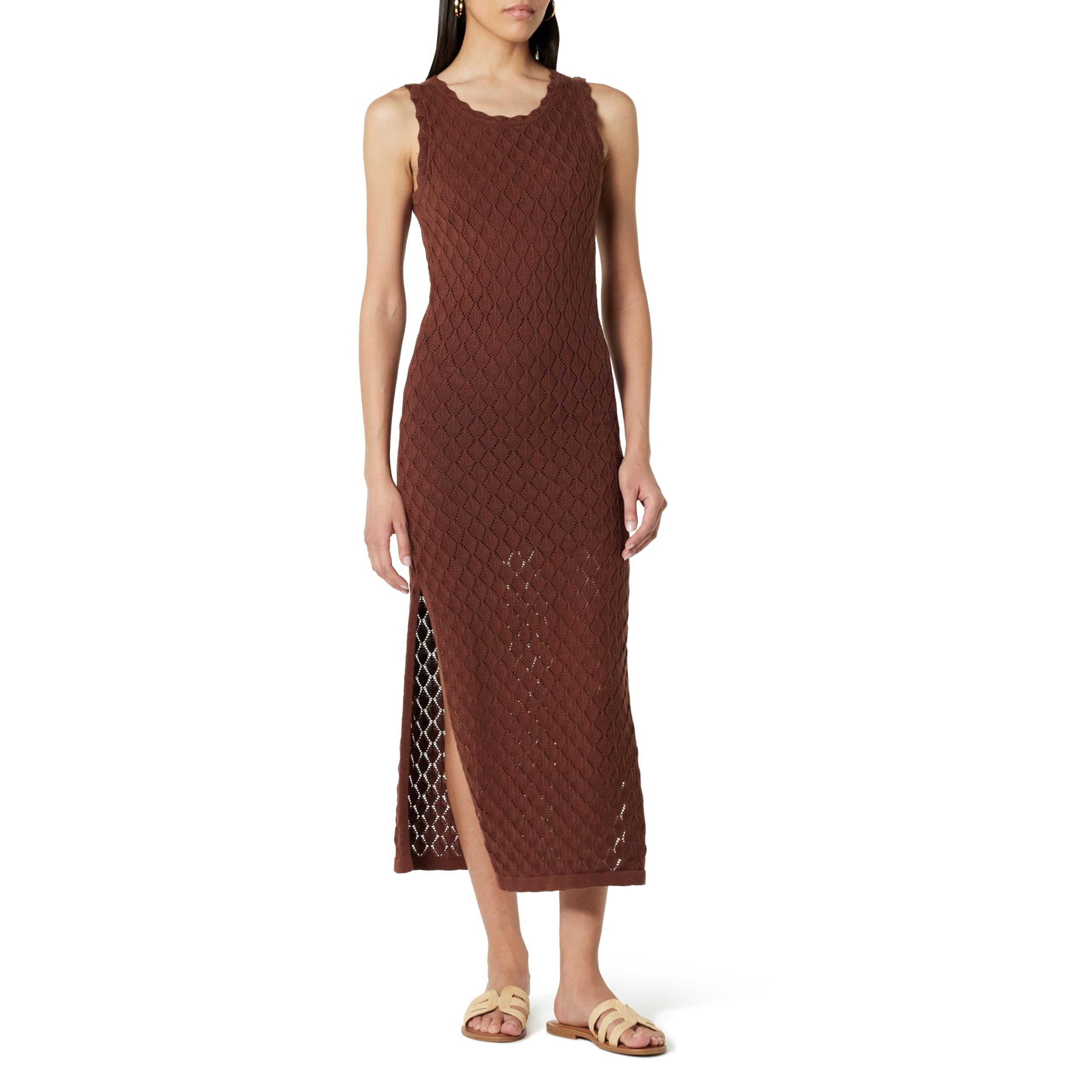 The Drop Women’s Ritu Crochet Maxi Dress, Pointelle Cappuccino, XL