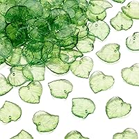 PHPandaHall 100pcs Transparent Green Acrylic Leaf Flower Pendants 15x15mm - DIY Jewelry Making Charms Earrings Necklace